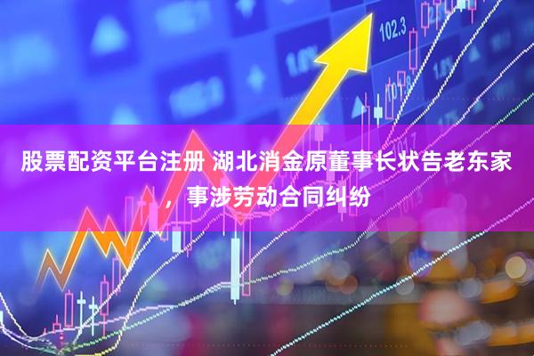 股票配资平台注册 湖北消金原董事长状告老东家，事涉劳动合同纠纷